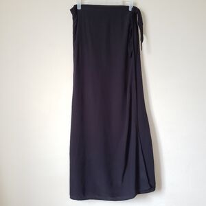Flax Jeanne Englehart Rayon Side Tie Black Long Maxi Skirt Semi Sheer Medium